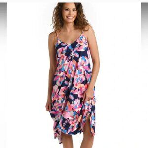 La Blanca Denim Bouquet Scarf Hem Dress or Cover Up Size XL NWT